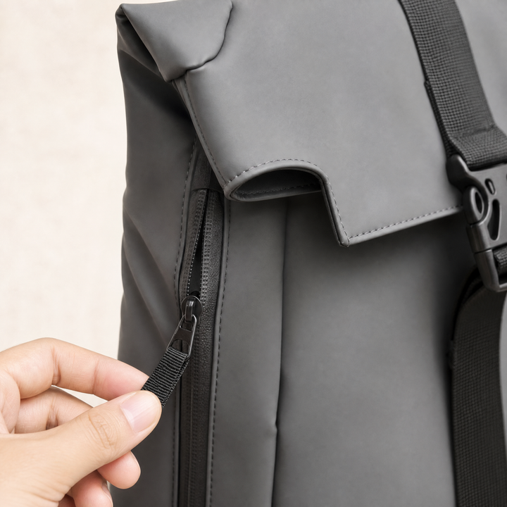 Zippered side pocket detail on the FURL Sling