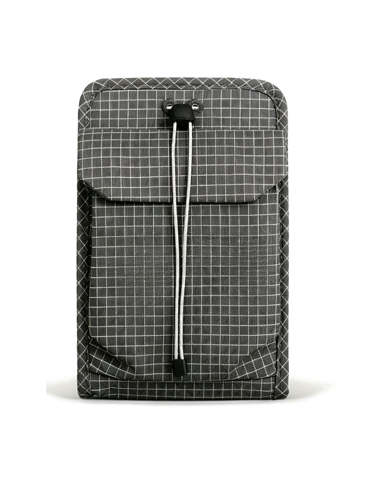 Organizer crossbody bag in Graphite Grey — front view with the shock-cord flap pocket
