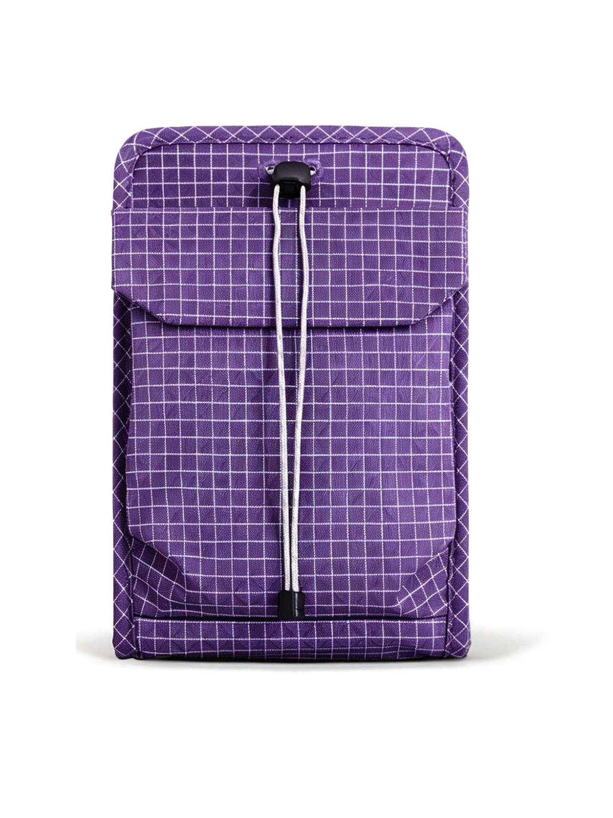 Organizer crossbody bag in Electric Purple — front view with the shock-cord flap pocket