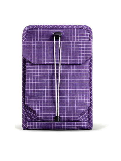 Organizer crossbody bag in Electric Purple — front view with the shock-cord flap pocket
